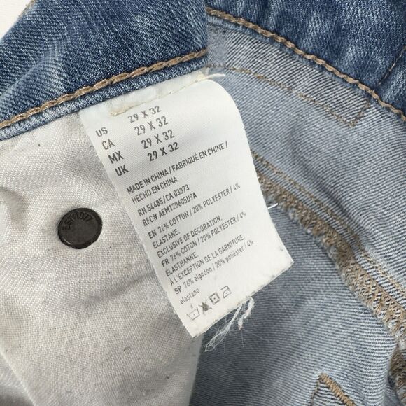 American Eagle Jeans Mens 29x32 Blue Slim Stretch Distressed Light Wash Denim - Picture 11 of 16